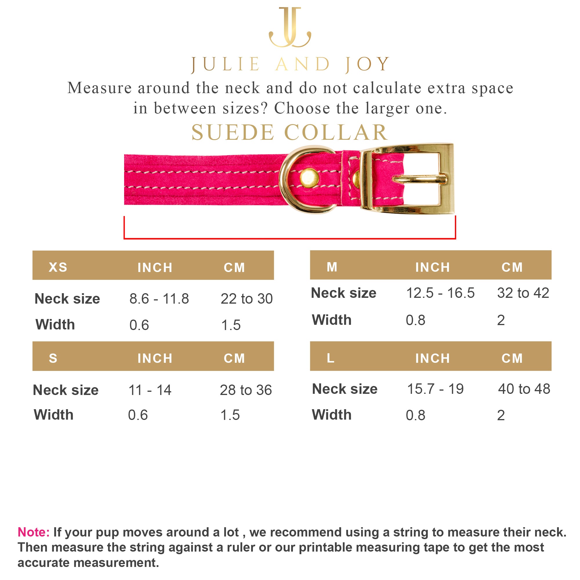 Pink ITALIAN Suede DOG COLLAR with Finish Hardware