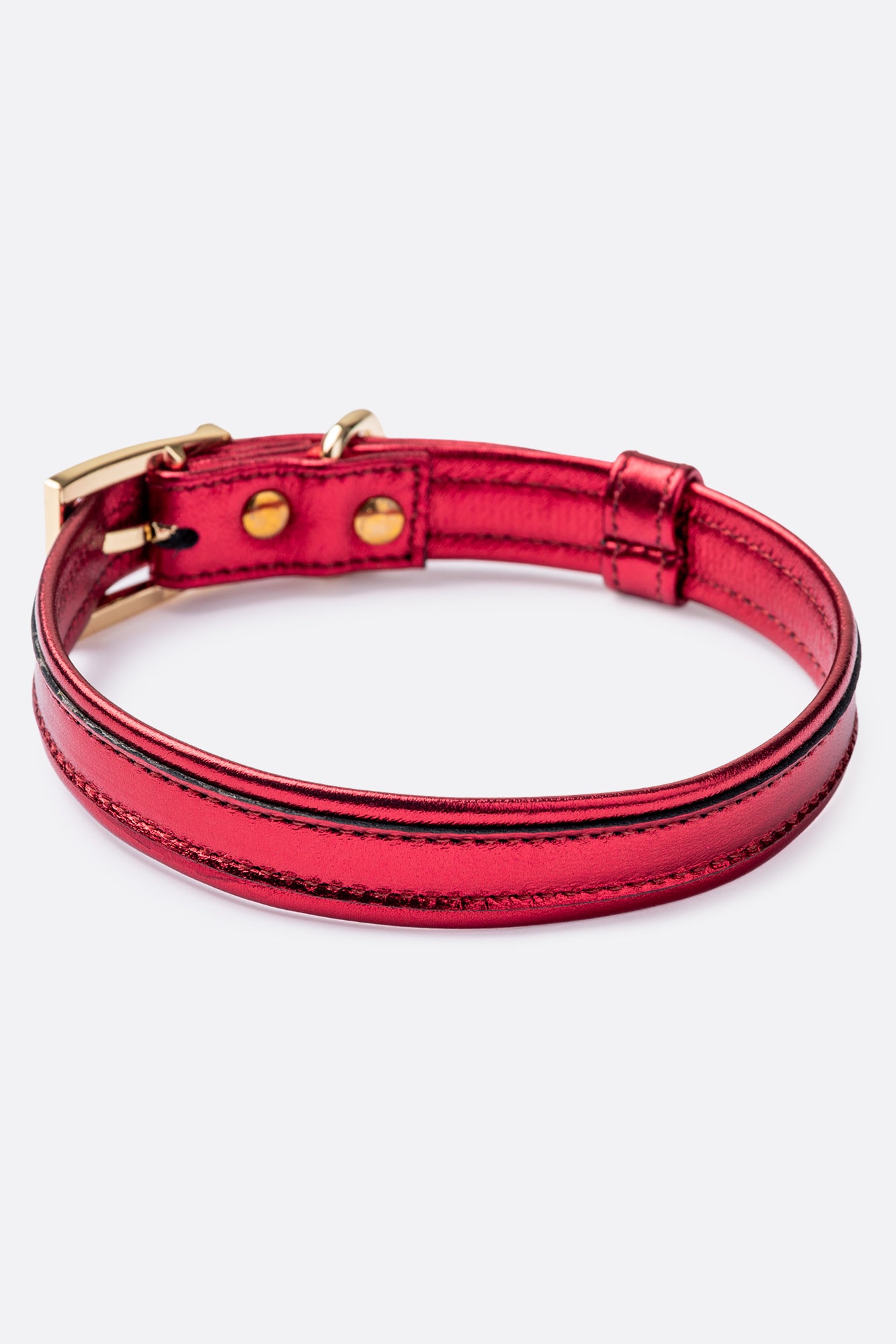 Dog Set Collar + Leash Red ITALIAN Leather Dog Collar Handcrafted Gold Hardware