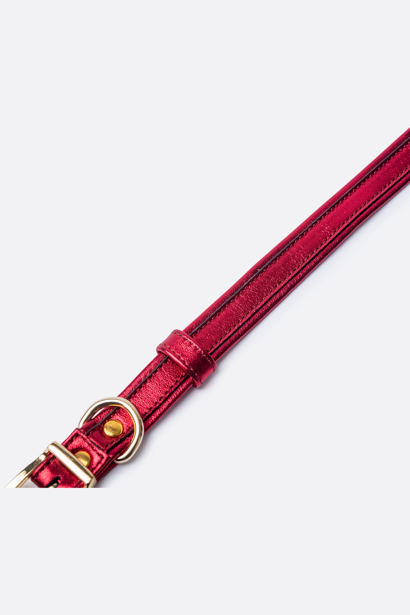 Dog Set Collar + Leash Red ITALIAN Leather Dog Collar Handcrafted Gold Hardware