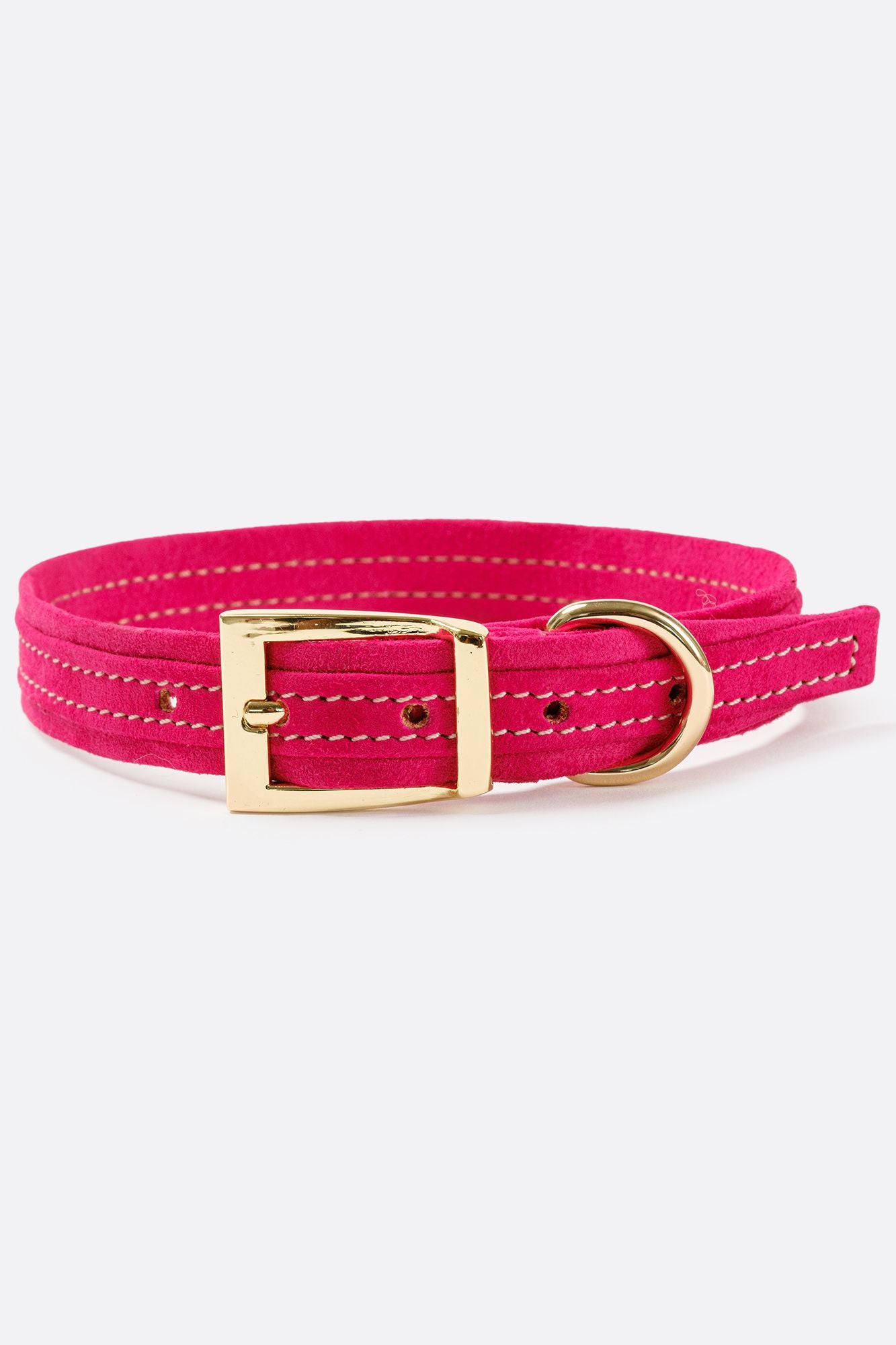 Pink ITALIAN Suede DOG COLLAR with Finish Hardware