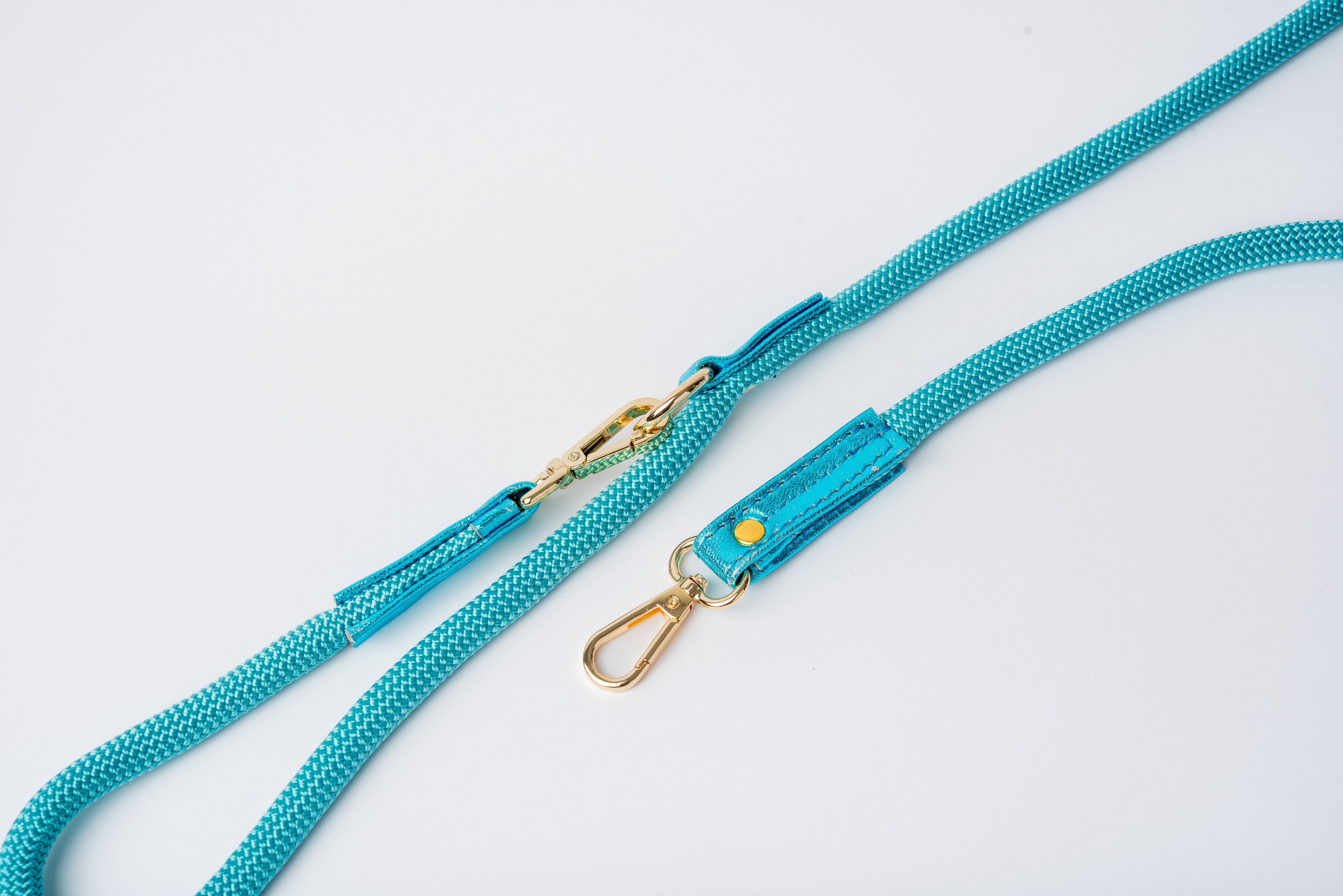 ROPE LEASH For Dogs Blue ITALIAN Genuine Leather Handcrafted