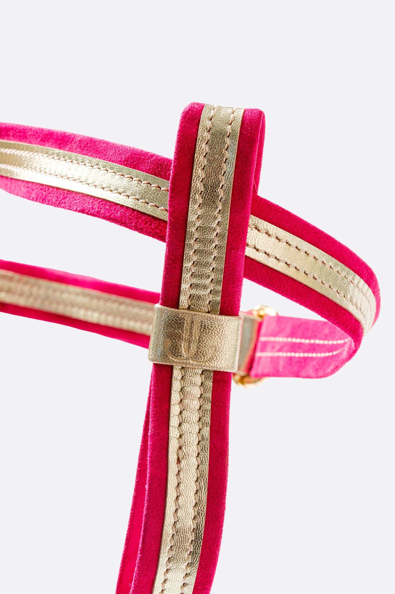 Fuchsia Suede and GOLD LEATHER HARNESS For Dogs