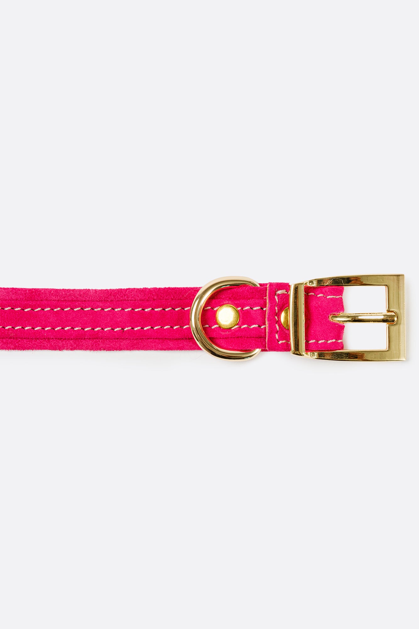 Pink ITALIAN Suede DOG COLLAR with Finish Hardware