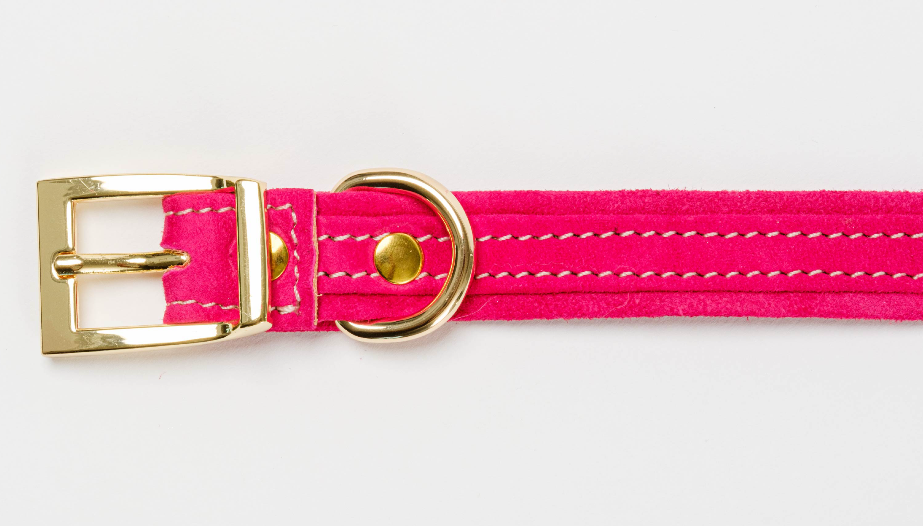 Pink Suede DOG COLLAR with Finish Hardware