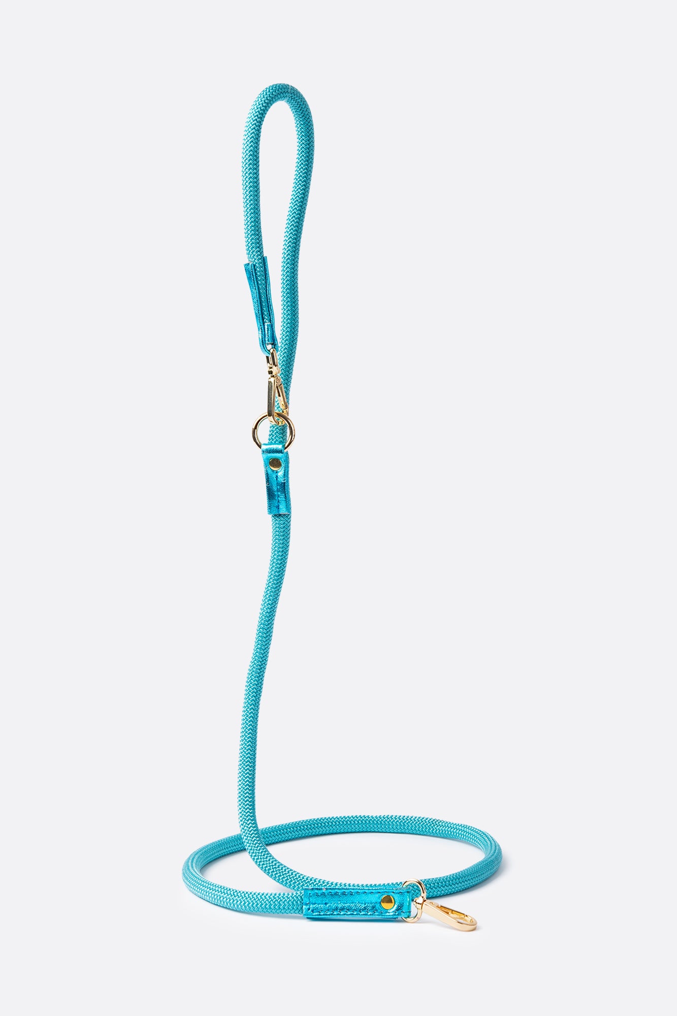 ROPE LEASH For Dogs Blue ITALIAN Genuine Leather Handcrafted