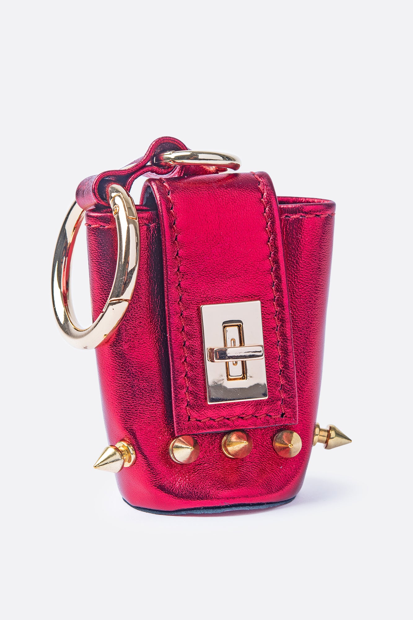 Red ITALIAN Genuine Leather DOG WASTE BAG Carrier