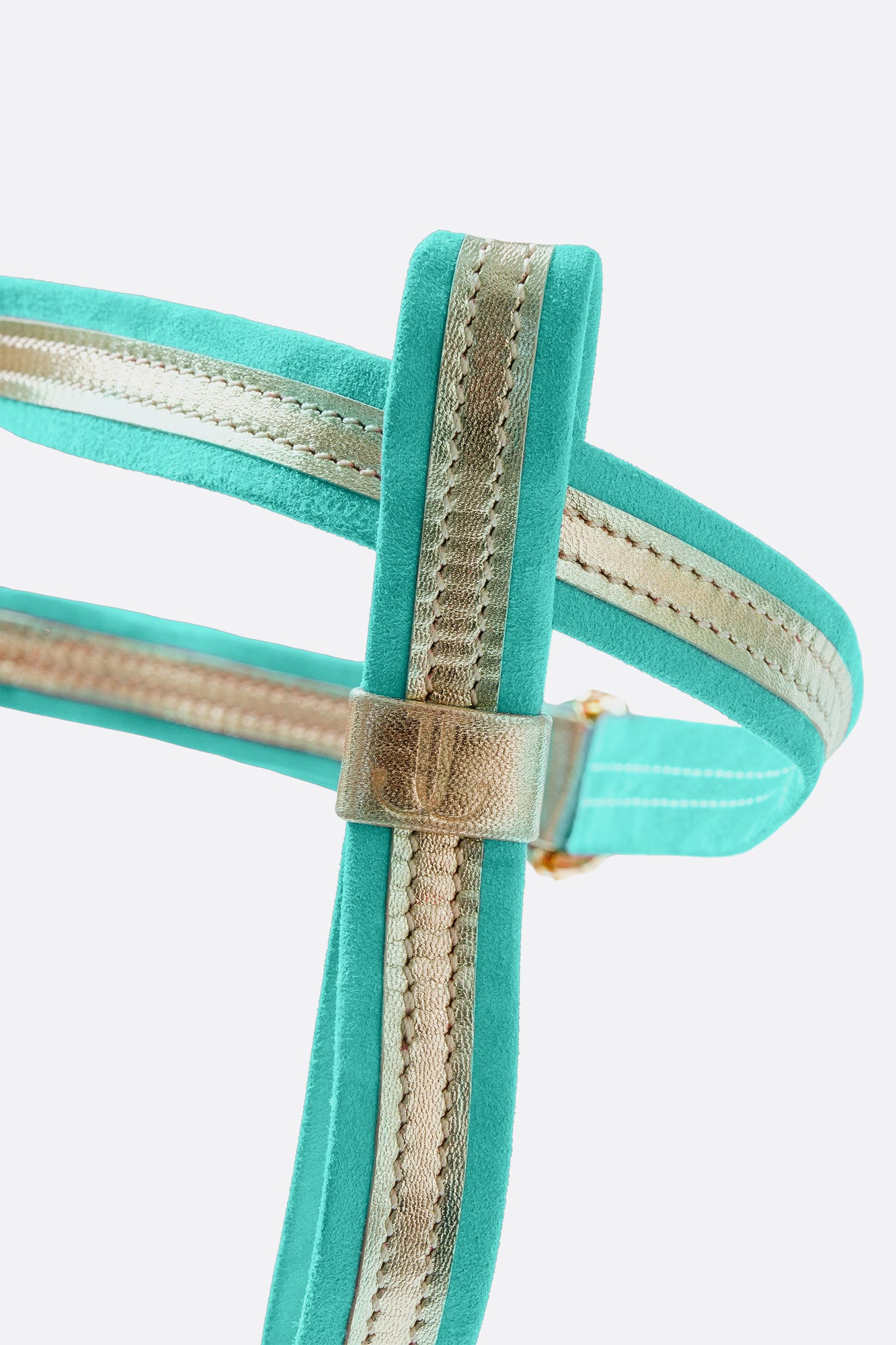 Harness Italian gold leather + Italian turquoise suede