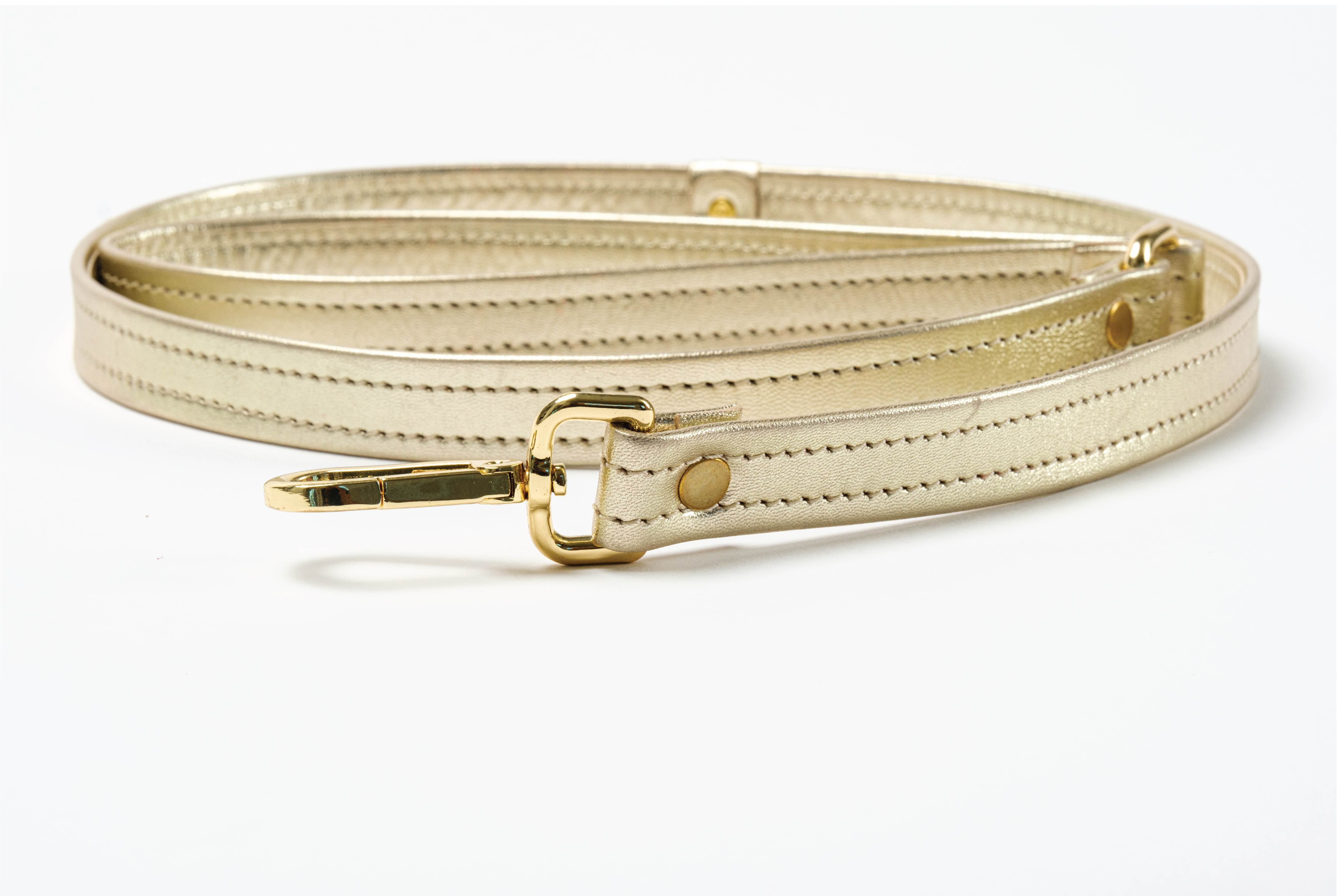 ITALIAN Genuine Gold LEATHER LEASH For Dogs Handcrafted with a Bow Gold Hardware