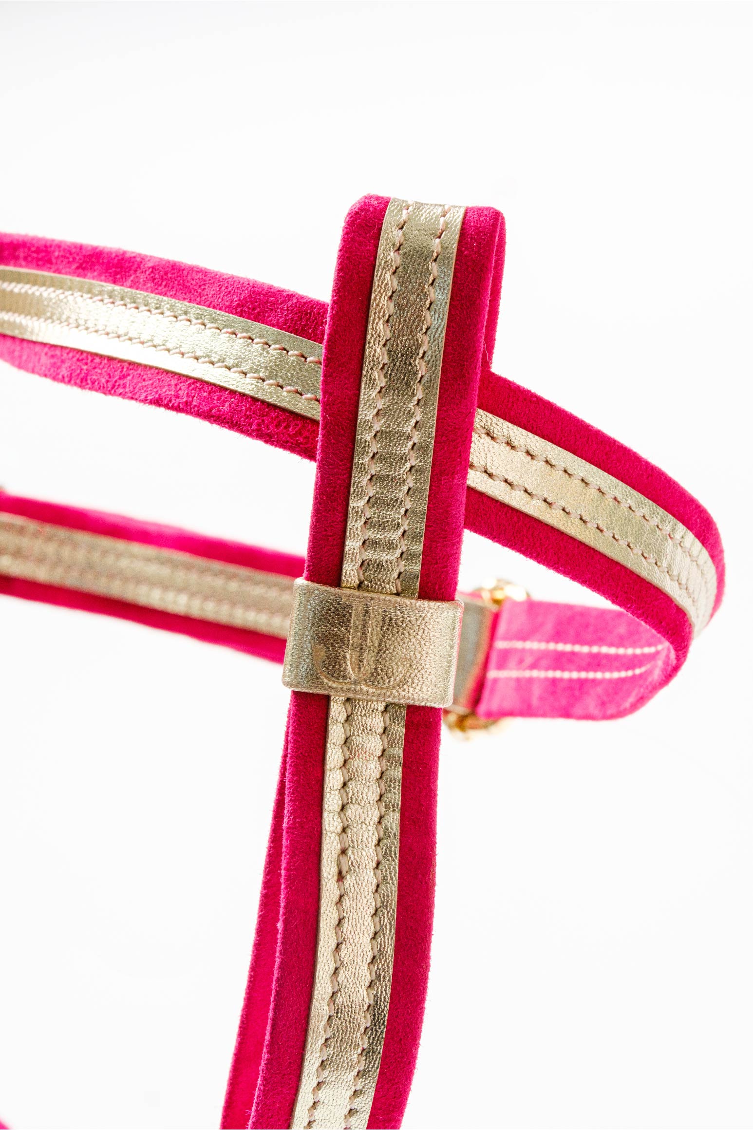 Fuchsia Suede and GOLD LEATHER HARNESS For Dogs