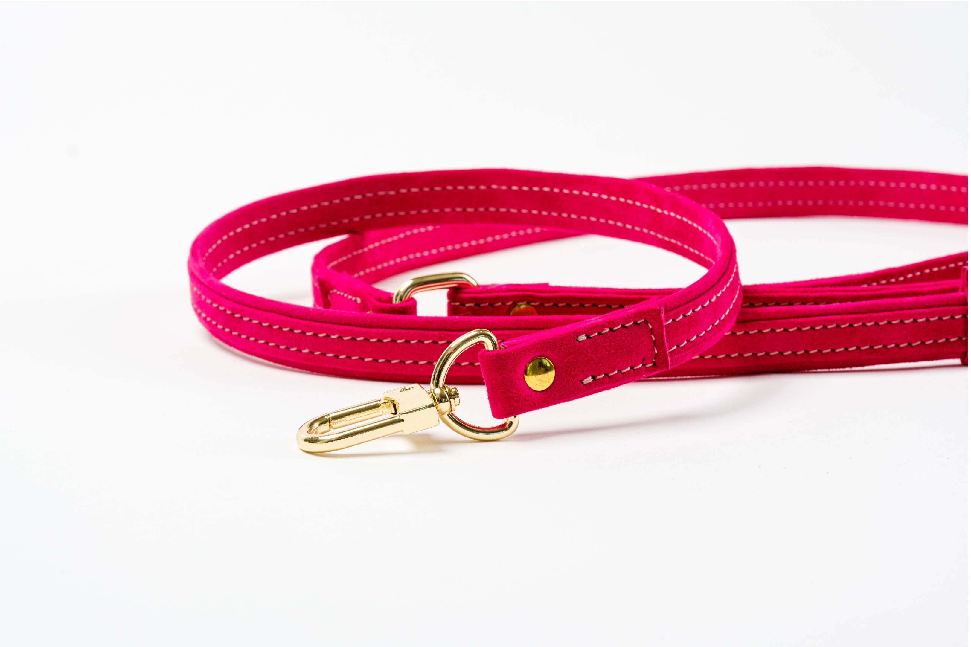 PINK Velvety Touch Italian SUEDE LEASH For Dogs