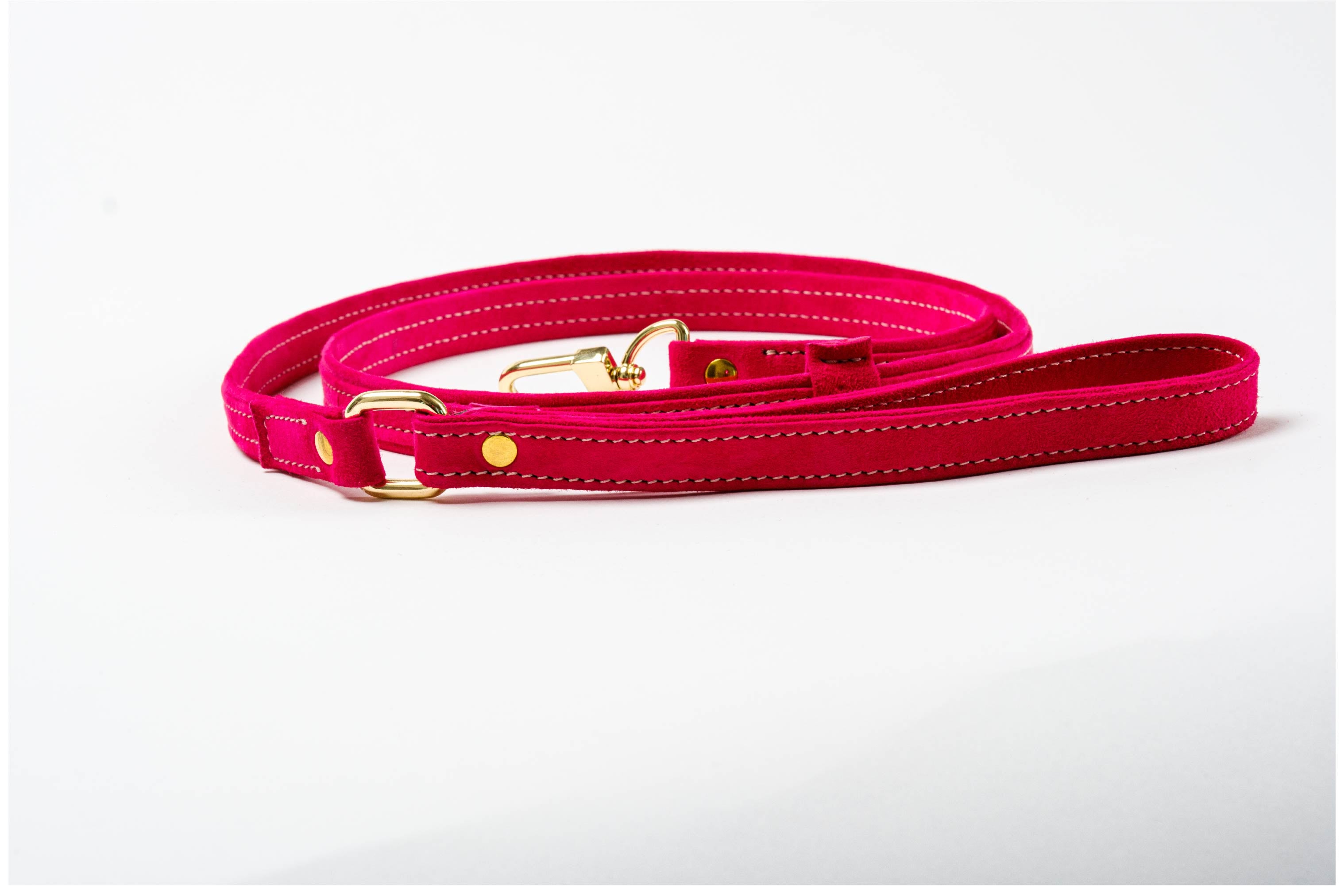 PINK Velvety Touch Italian SUEDE LEASH For Dogs