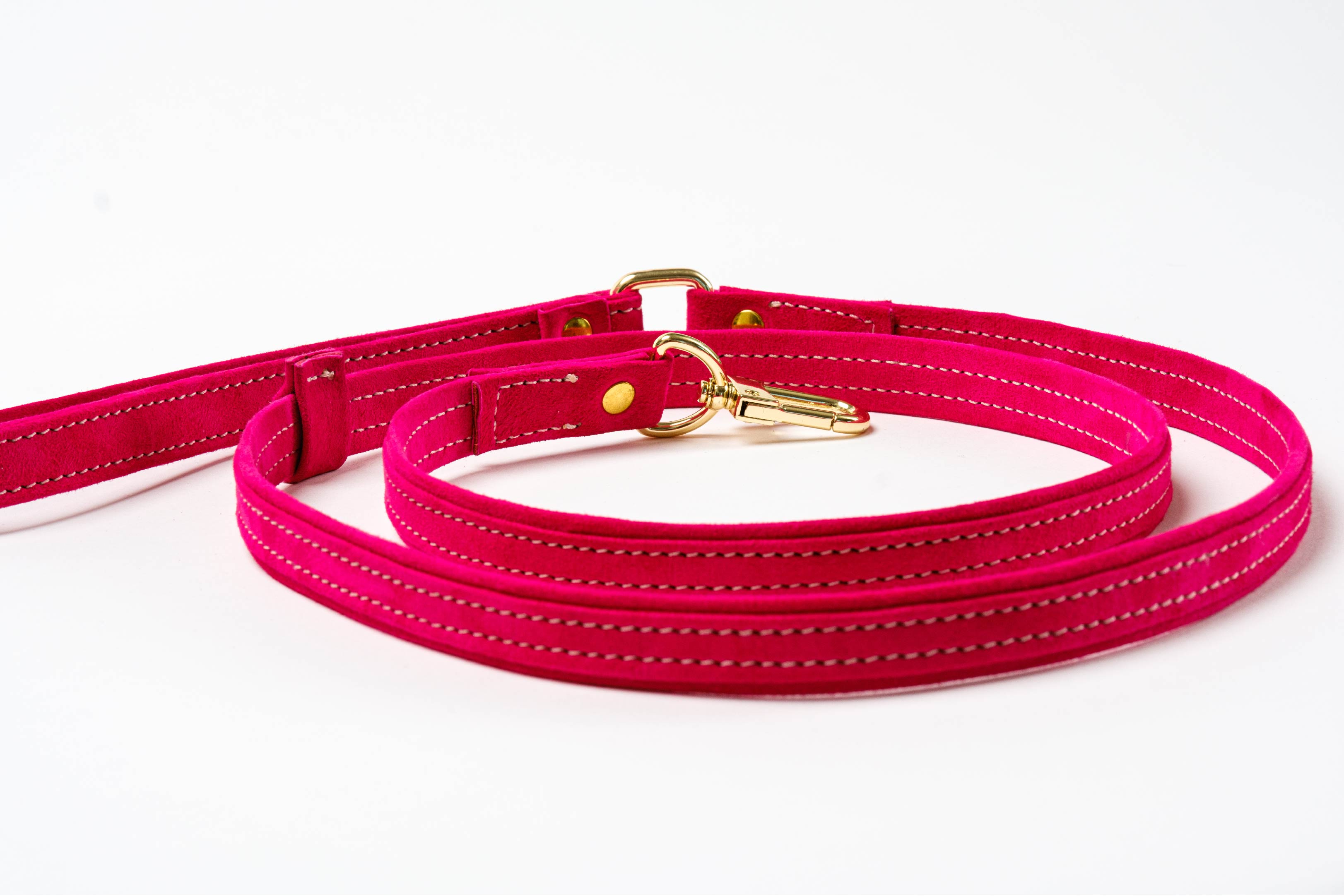 PINK Velvety Touch Italian SUEDE LEASH For Dogs