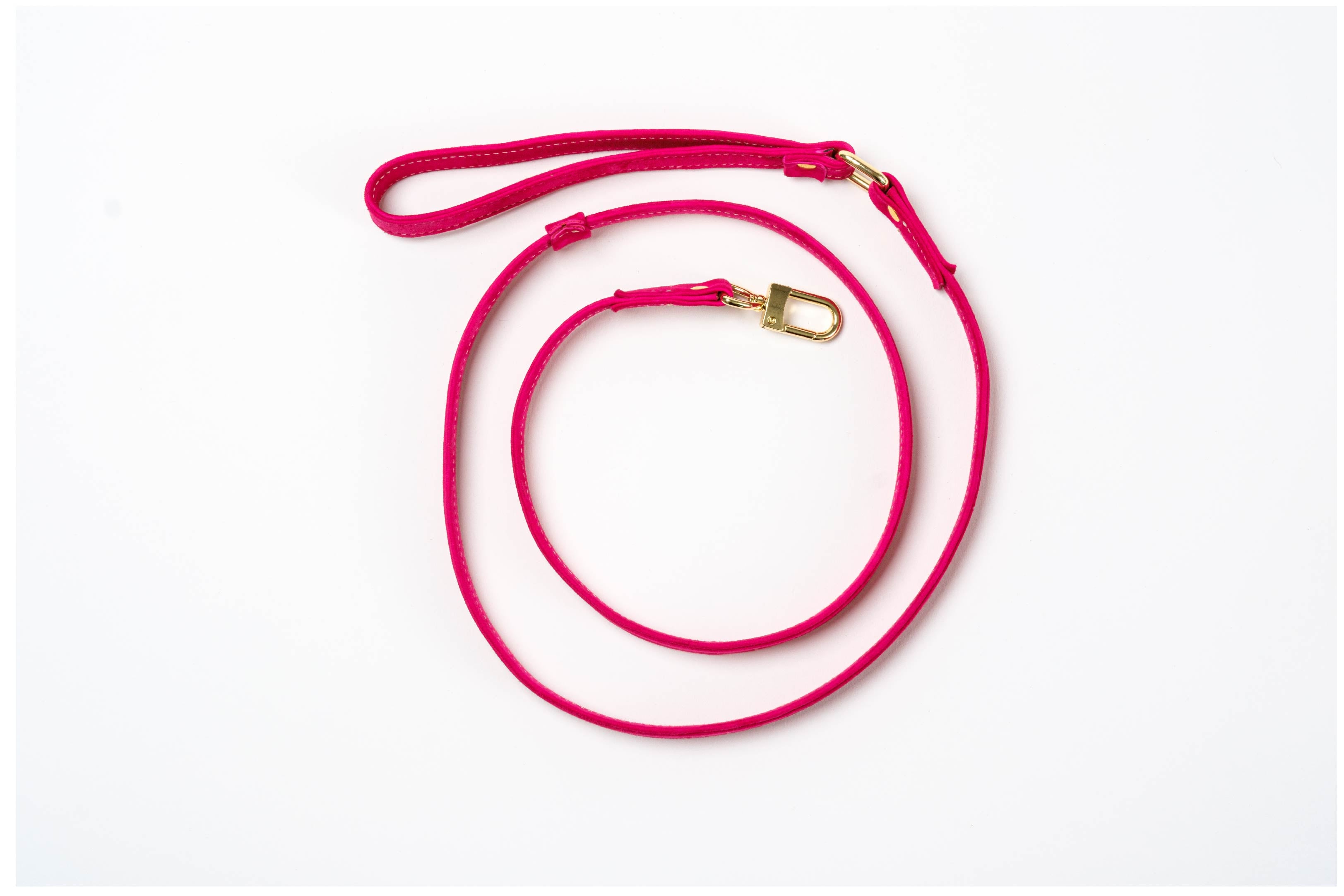 PINK Velvety Touch Italian SUEDE LEASH For Dogs